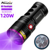 120W 6x365nm UV Powerful Ultraviolet Flashlight USB Rechargeable Blacklight Torch Curing Money Ore Scorpion Fluorescent Detector