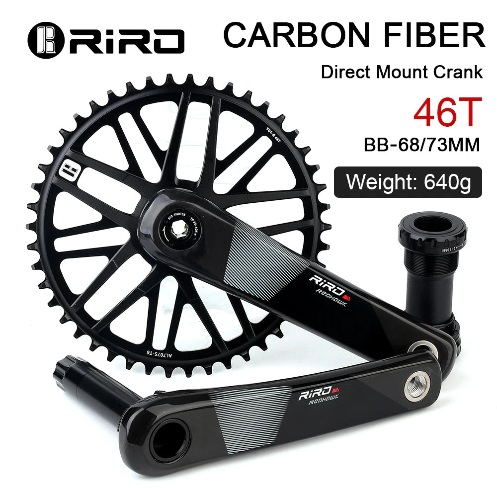 RIRO Carbon Fiber Crank Road Bike 11/12 Speed 50-34/53-39T Direct Mount Bicycle Crankset 170mm 46/48/50/52T Chainring Bike Parts