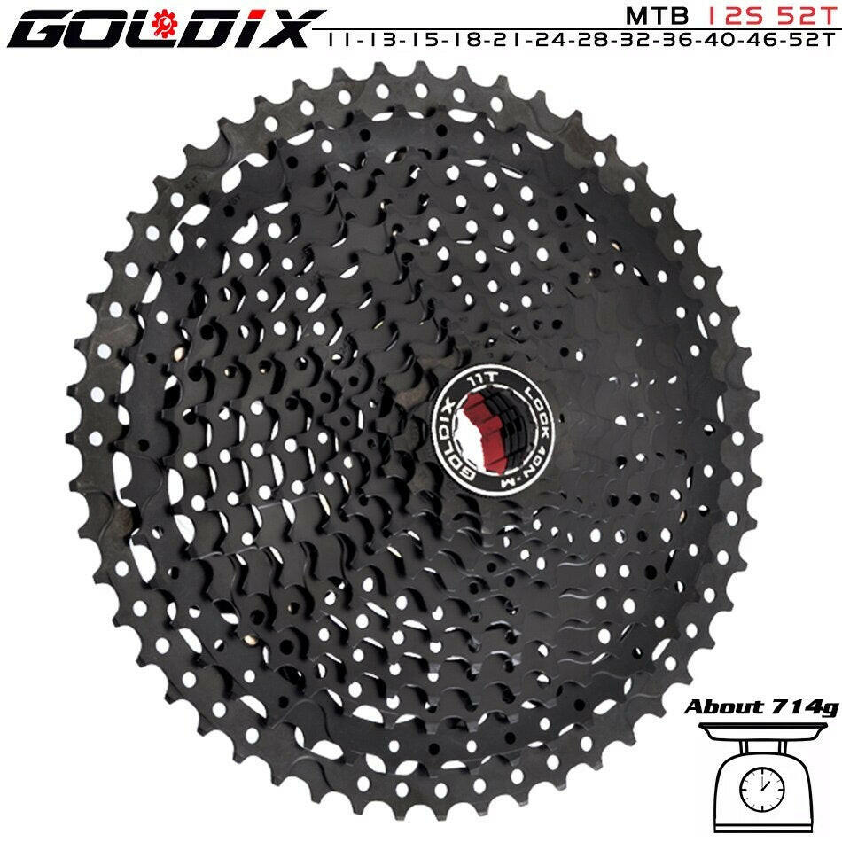 GOLDIX Black MTB Cassete 8/9/10/11/12 Speed 40/42/46/50/50T K7 8/9/10/11/12v Bicycle Freewheel Bicycle Sprocket for Shimano/SRAM-WAYBIKER