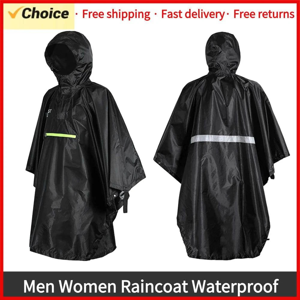 Rain Cape Men Women Raincoat Bicycle Raincoat Rain Coat Rainwear with Reflector Rainproof Poncho with Reflective Strip-WAYBIKER