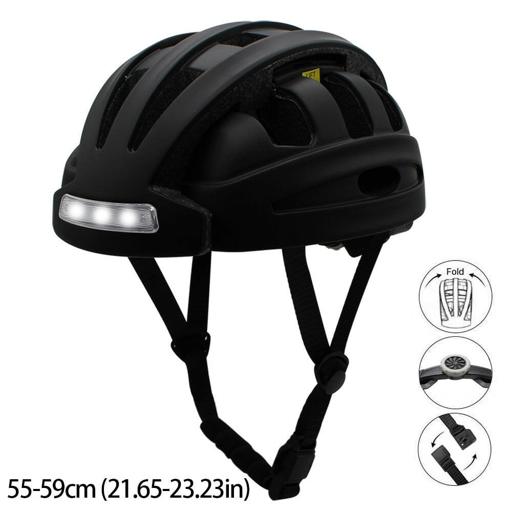 LED Portable Riding City Helmet Folding Cycling MTB Road Helmet Bicycl