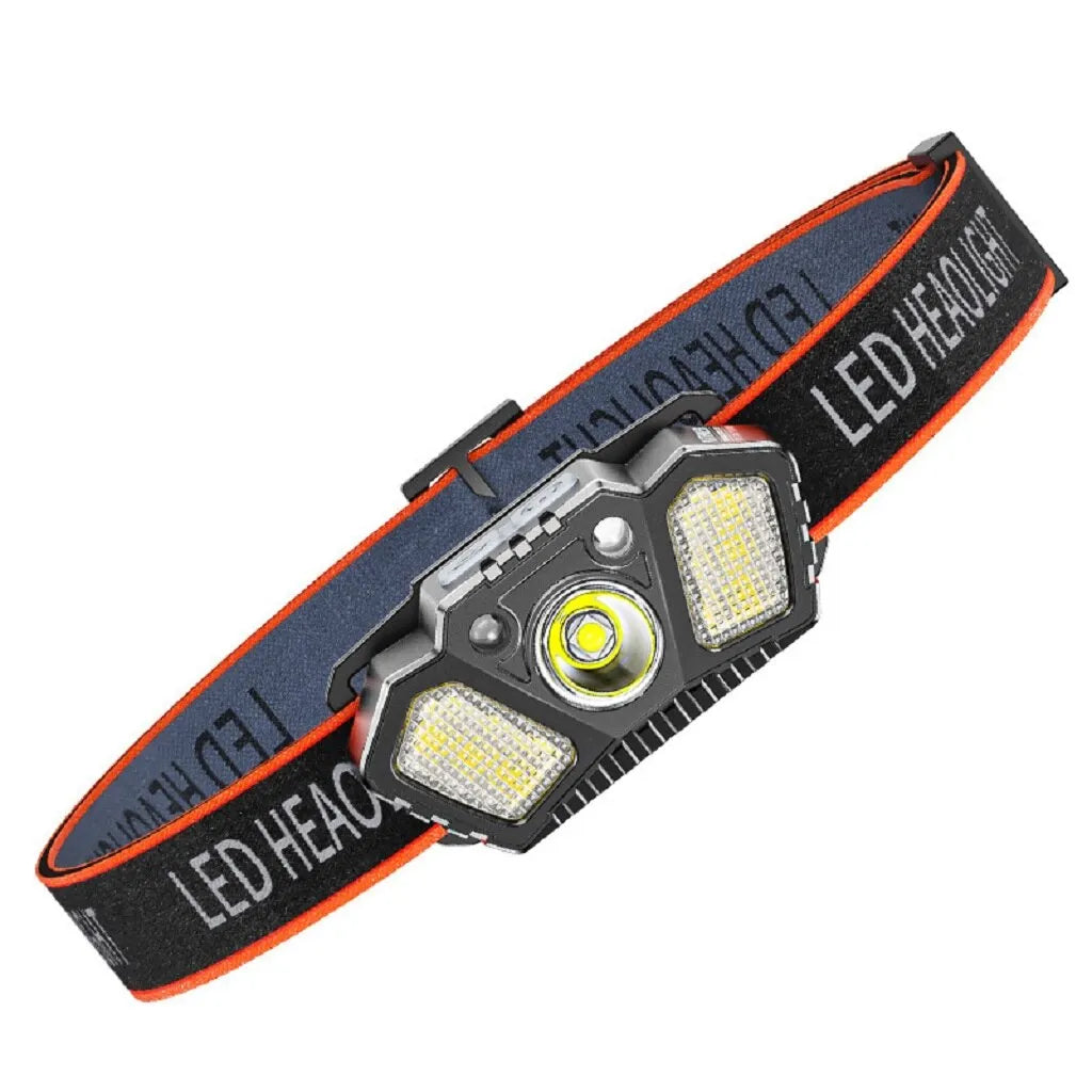 Rechargeable Headlamp 5Modes XPE COB Adjust with Red Caution Light Gesture Control LED Head Lamp For Fishing Camping Hiking-WAYBIKER