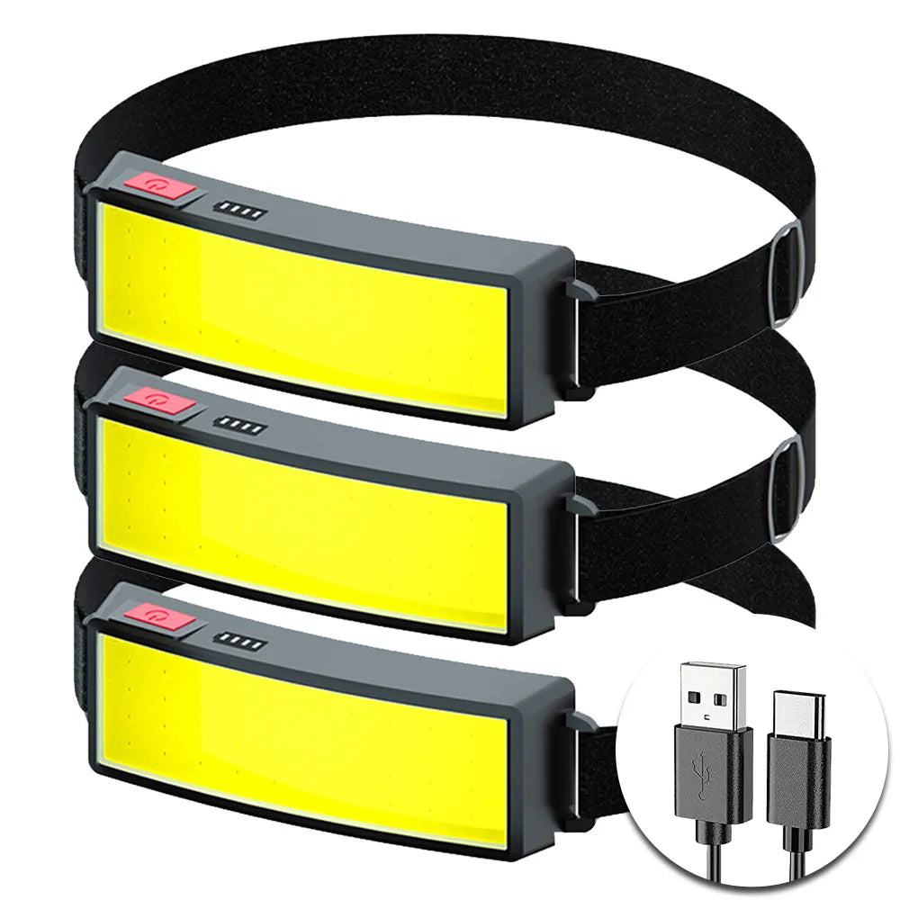 New COB LED Headlights Outdoor Household Portable Headlamp with Built-in 1200mAh Battery Flashlight USB Rechargeable Head Lamp-WAYBIKER