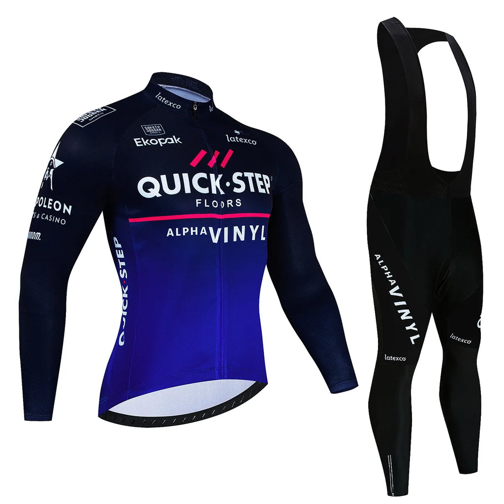 Long Sleeve Cycling Jersey Set New Quick Step Mtb Bicycle Clothing Bicycle Maillot Ropa Ciclismo Mans Bike Clothes Cycling Set-WAYBIKER
