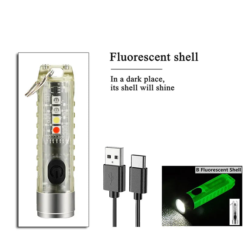 Mini Powerful Flashlight with Strong Magnetic Work Keychain Light Portable IP66 Waterproof Camping Light with UV Torch-WAYBIKER