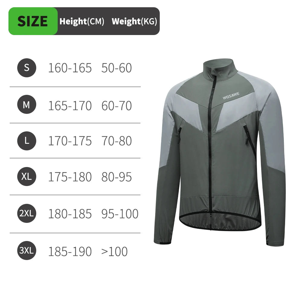 WOSAWE Full Reflective Cycling Jacket Men Women Windproof Night Running Hiking Jacket Water-repellent Bicycle Windbreaker