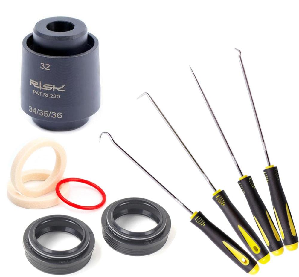 32/34/35/36mm MTB Bike Fork Seal Wiper Tool Set Bicycle Suspension Oil Seal Driver Installation Tools Dust Seal Oil Sponge Kit-WAYBIKER