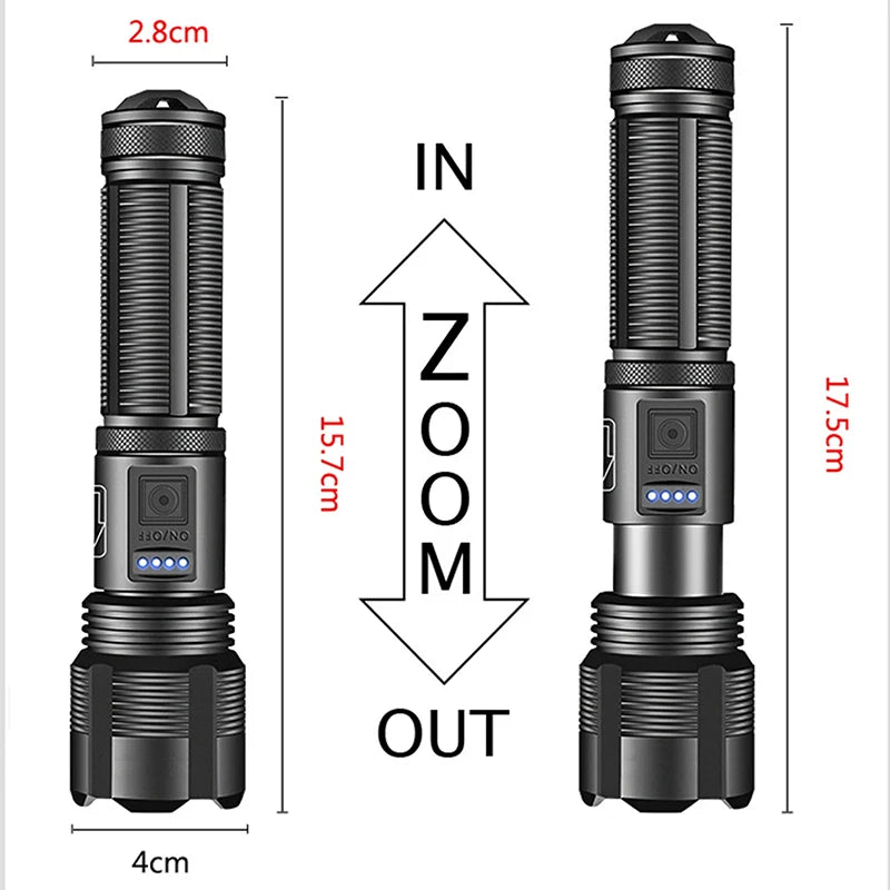 Rech Flashlight Usb Portable 4 Core Led Flashlight Aluminum Alloy XHP70.2 XHP50.2 Usb Rech