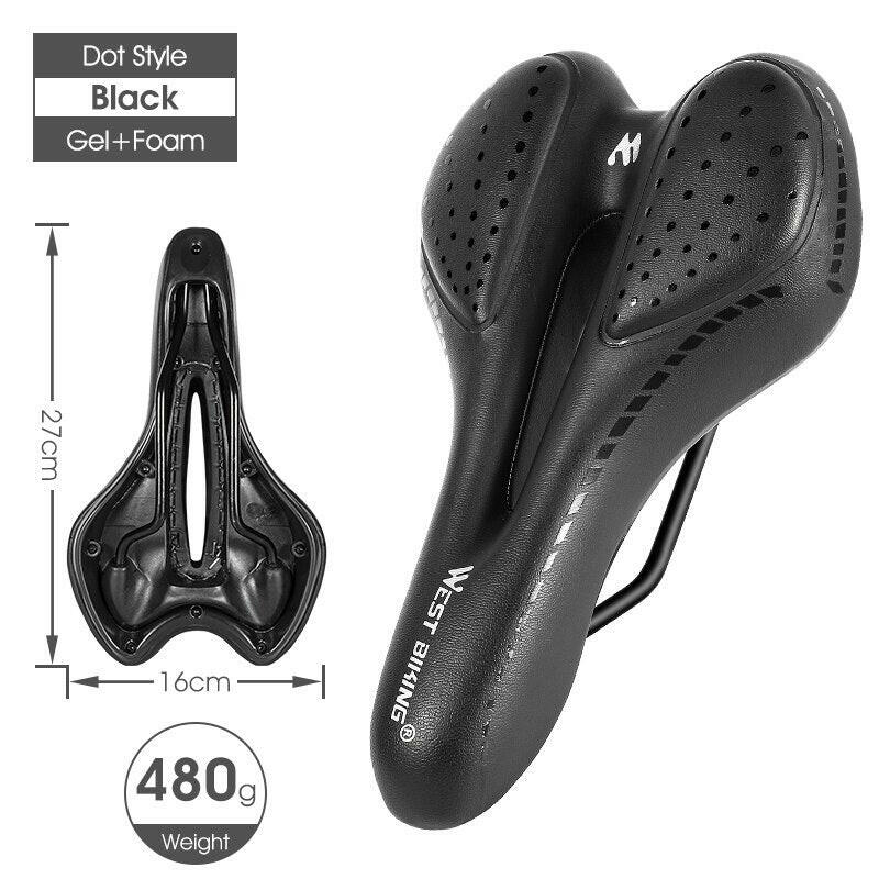 WEST BIKING Bike Saddle MTB Mountain Road Bicycle Seat PU Leather Gel Painless Cycling Cushion BMX Comfortable Shockproof Parts-WAYBIKER
