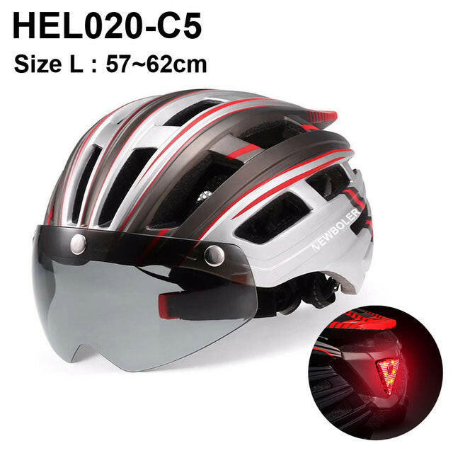 NEWBOLER Cycling Helmet Man Women LED Light Helmet Road Mountain Bike Helmet Lens For Riding Bicycle Sports Skateboard Scooter-WAYBIKER