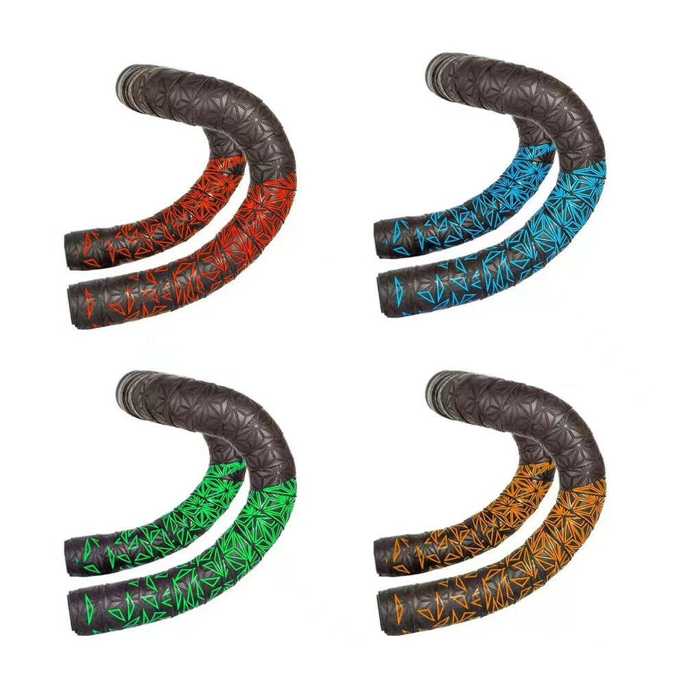 Double Color Chrysanthemum Pattern Road Bike Bar Tape Handlebar Tapes EVA+PU Soft Anti-Vibration Wrap Tape Durable Bar Bartape-WAYBIKER