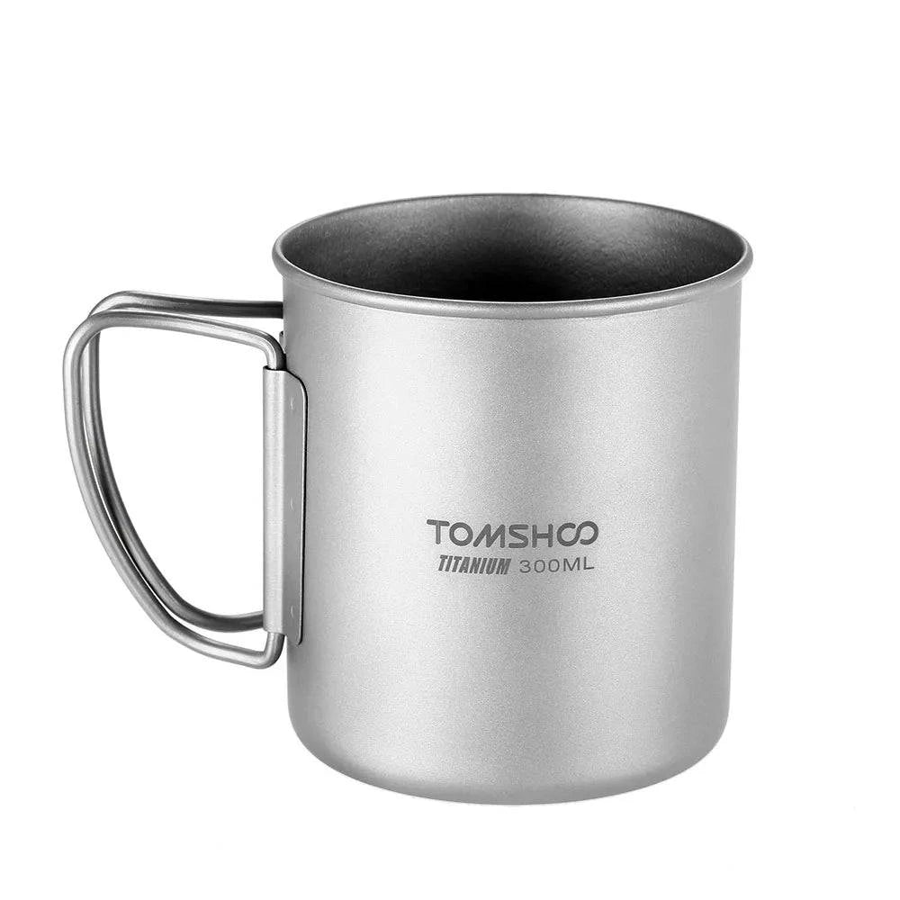 TOMSHOO Titanium Cup Camping Tableware 300/400/420ml Titanium Mug Picnic Heat-Resistant Water Cup with Bag Outdoor Cookware Tool-WAYBIKER