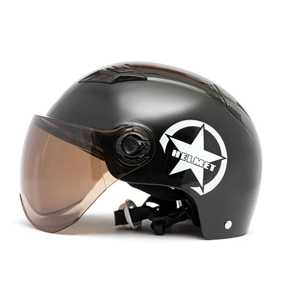 Motorcycle Helmet Half Open Face Adjustable Size Protection Gear Head Helmets Unisex With Adjustable Chin Strap-WAYBIKER