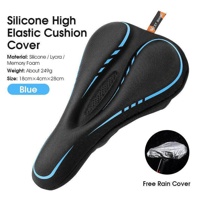 WEST BIKING Soft Gel Bike Saddle Cover Silicone Cushion MTB Road Bicycle Seat Cover Comfort Breathable Anti-Slip Cycling Cushion-WAYBIKER