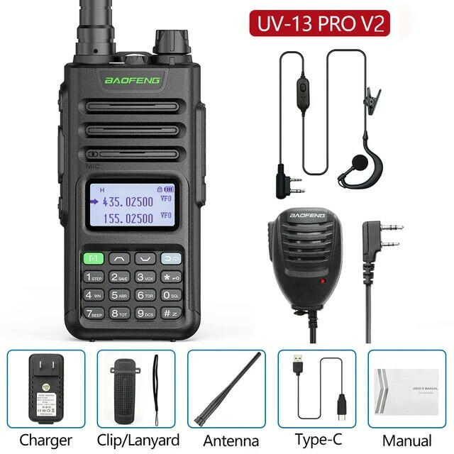 Baofeng UV-13 PRO Ham Radio 16 KM Long Range Distance Dual Band 999 Channel Type-C Charging Walkie Talkie Upgrade UV-5R UV-10R-WAYBIKER