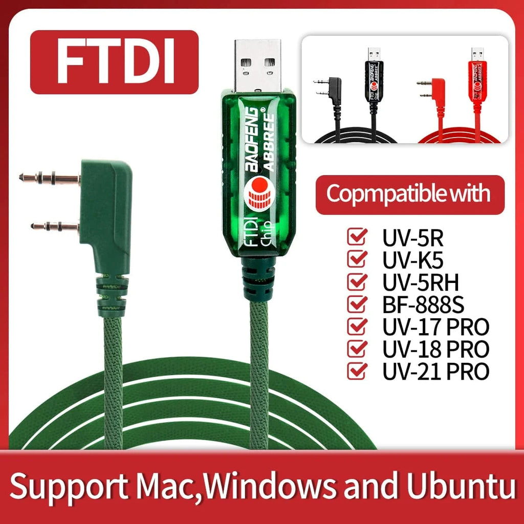 Baofeng FTDI Universal Plug & Play USB Programming Cable for UV-5R 888S UV 13 17 21 PRO Walkie Talkie Easy Setup No Drive Needed-WAYBIKER