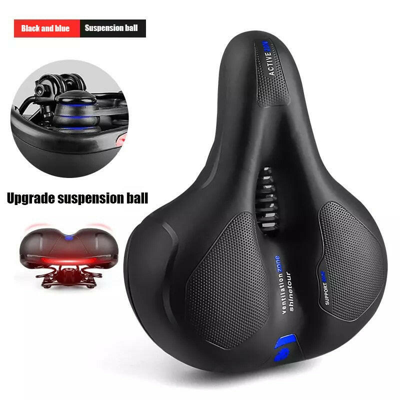 Bike Seat Bicycle Saddle with Taillight Mountain Cushion Bicycle Big Butt Widened Soft Saddle Comfortable Seat Bike Accessories-WAYBIKER