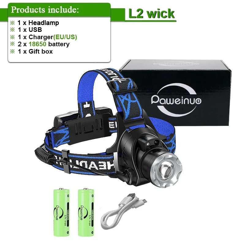 High Lumens XHP199 Powerful Led Headlamp XHP160 USB Rechargeable Headlight 18650 Head Flashlight Fishing Camping Head Lamp-WAYBIKER