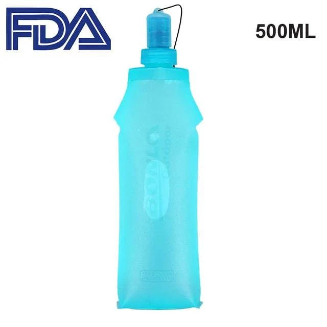 TPU Folding Soft Flask Sport Water Bottle Running Camping Hiking Water Bag Collapsible Drink Water Bottle Water Bag-WAYBIKER