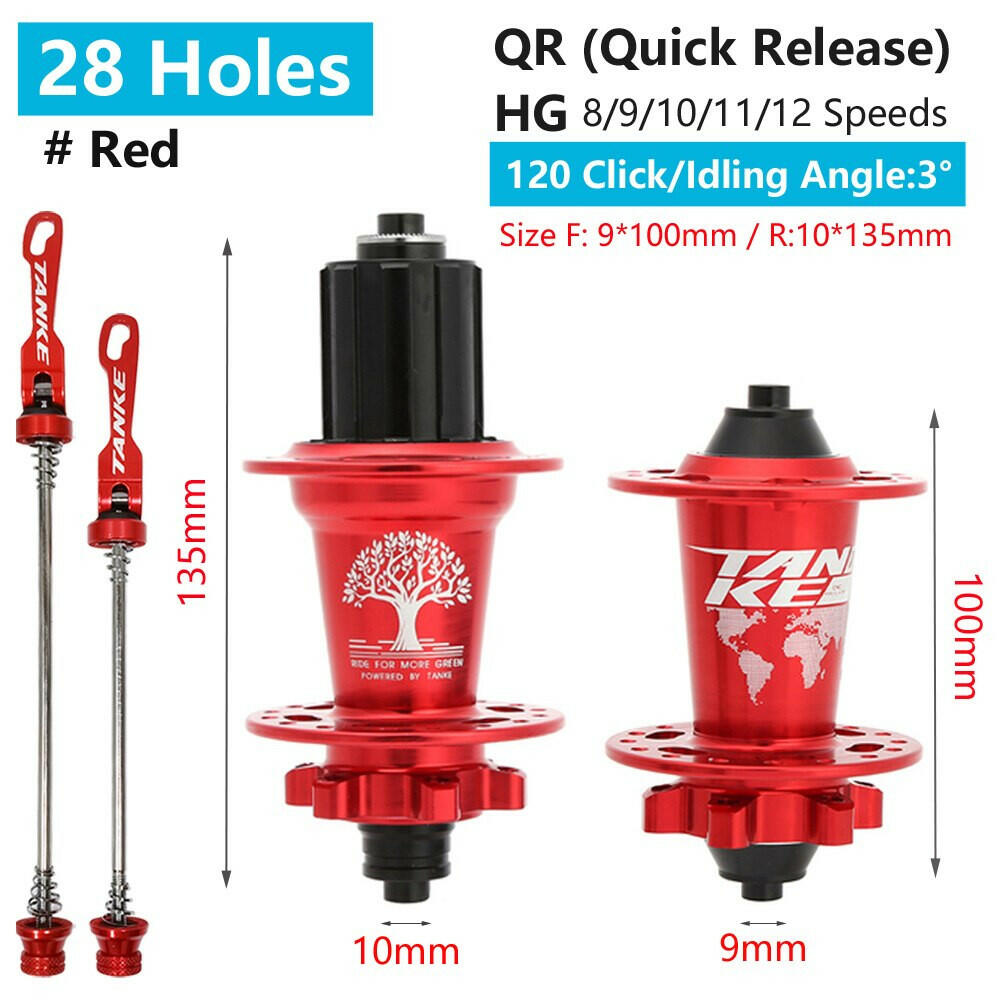 TANKE 120 Click Hub 6 Bearing MTB Mountain Bike Hub Front Rear Thru HG 28 32 36 Holes Disc Brake Bicycle Hubs 8 9 10 11 12 Speed-WAYBIKER
