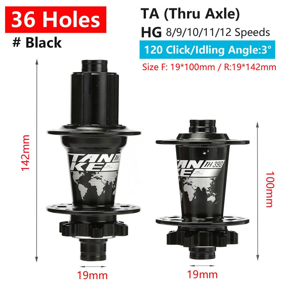 TANKE 120 Click Hub 6 Bearing MTB Mountain Bike Hub Front Rear Thru HG 28 32 36 Holes Disc Brake Bicycle Hubs 8 9 10 11 12 Speed-WAYBIKER
