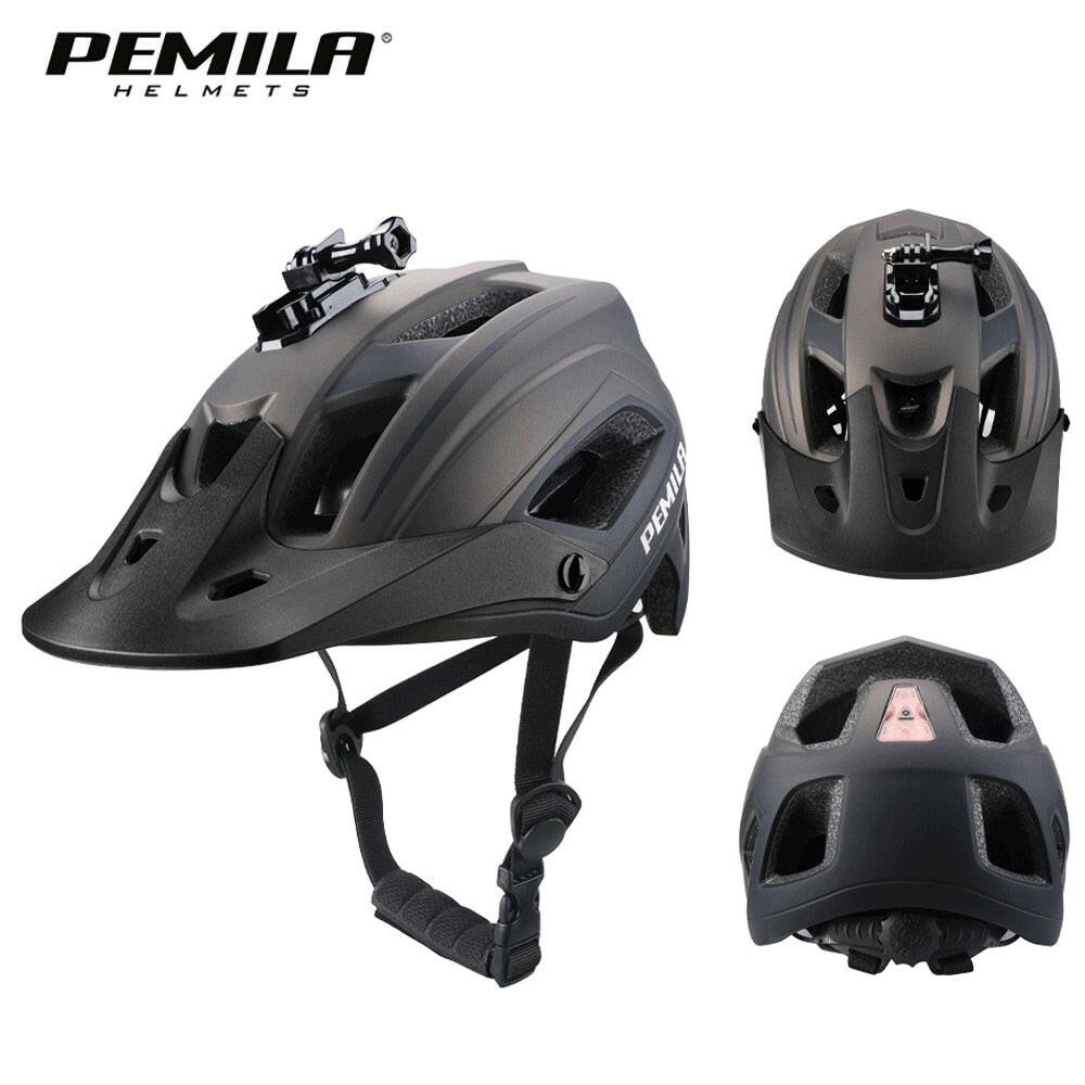 PEMILA Men MTB Bicycle Helmet Bike Safely Cap Ultra-lightweight Mountain Road Cycling Sports Riding Helmets With LED Tail light-WAYBIKER