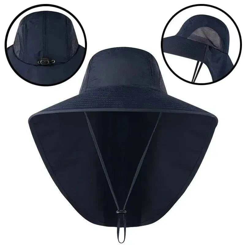 Wide Brim Baseball Hats for Women and Men Sun Defender Cooling Neck Guard Safari Cap for Hiking Fishing Outdoor Hat with Flap-WAYBIKER
