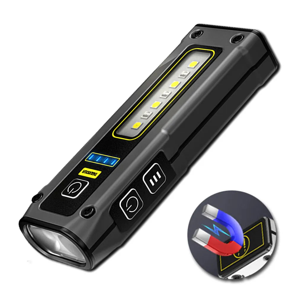 Mini Dual Light Source Flashlight TYPE-C Fast Charging Multi-function Working Torch with Magnet-WAYBIKER