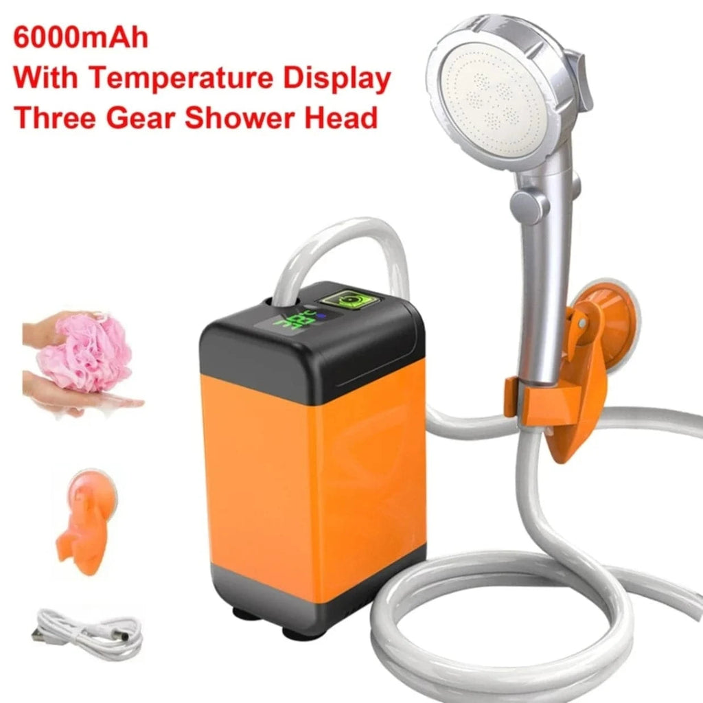 Portable Outdoor Camping Shower Pump with Intelligent Digital Display Electric Portable Camping Shower for Travel Beach Pet-WAYBIKER