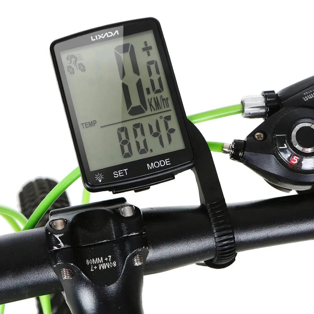Wireless Bike Computer Multi Functional LCD Screen Speedometer Odometer IPX6 Waterproof Cycling Measurable Temperature Stopwatch-WAYBIKER