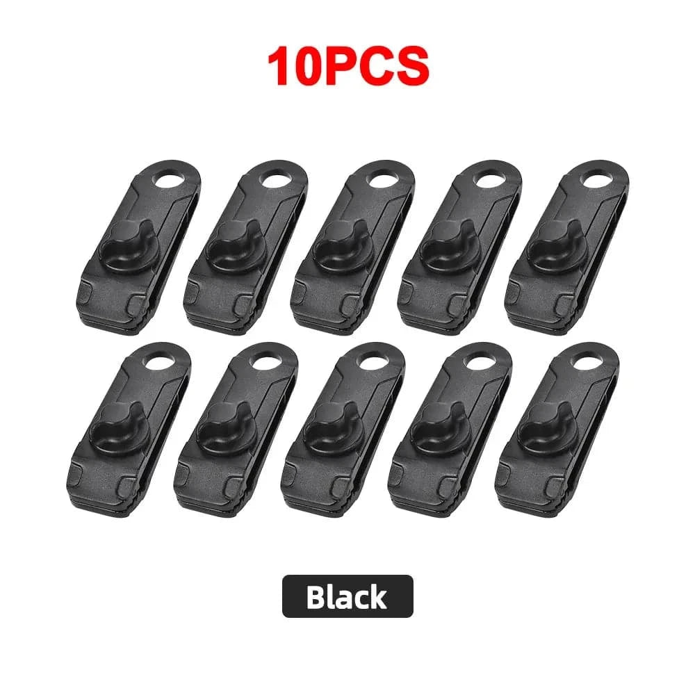 10PC Awning Clamp Tarp Clips Heavy Duty Lock Grip Tent Fasteners Clips Pool Awning Bungee Cord Car Tighten for Outdoor Camping-WAYBIKER