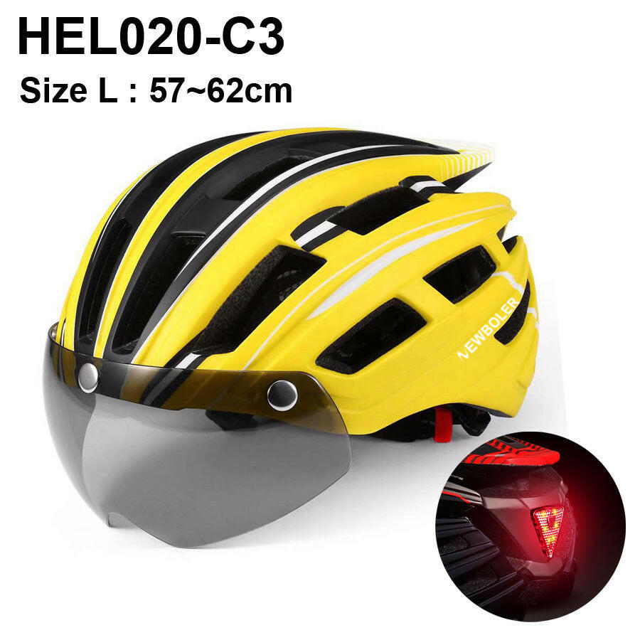 NEWBOLER Cycling Helmet Man Women LED Light Helmet Road Mountain Bike Helmet Lens For Riding Bicycle Sports Skateboard Scooter