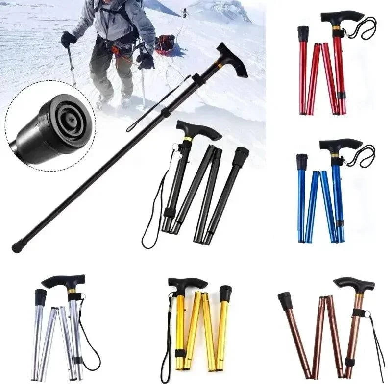 Hiking Camping Mountaineering Poles Walking Stick Telescopic Baton Trekking Poles Folding Cane Crutches Pole Unisex-WAYBIKER