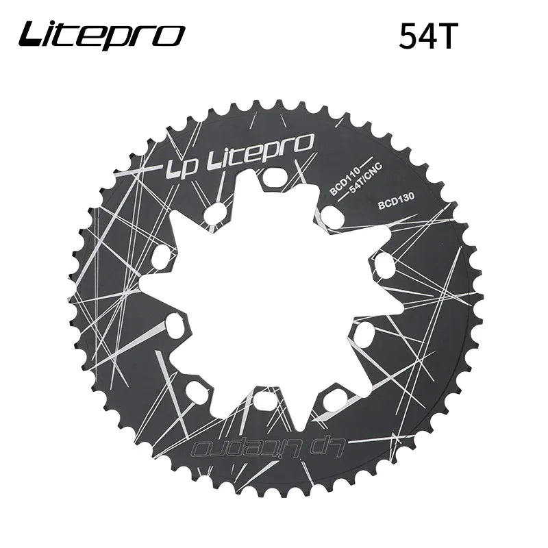LITEPRO Oval Chainring 130 110 BCD Folding Bike Super Light Chain Wheel Crank Crankset 130BCD 52T 54T 56T 58T 60T