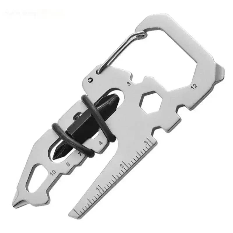 Stainless Steel Outdoor Tools Carabiner Clip Bottle Opener Keychain Ring Multifunction Card Tool Camping Climbing Accessories-WAYBIKER