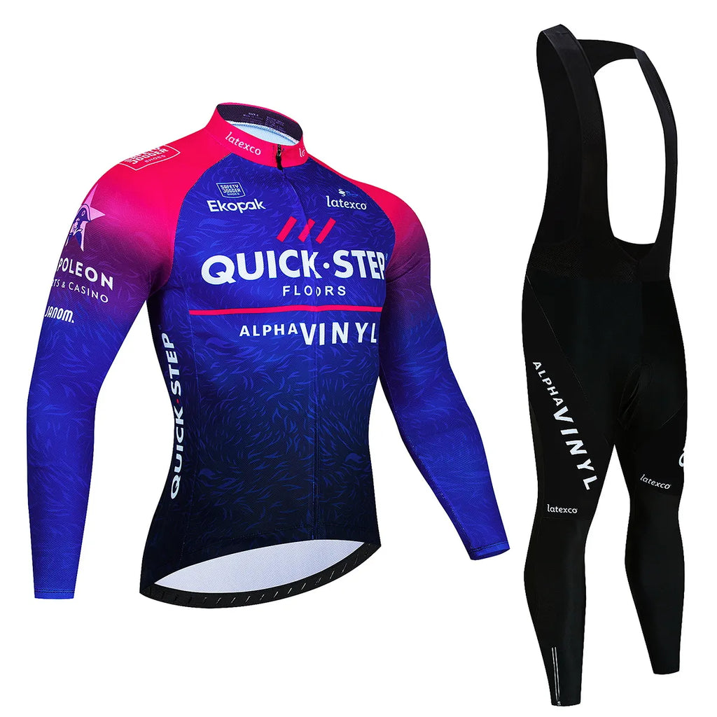 Long Sleeve Cycling Jersey Set New Quick Step Mtb Bicycle Clothing Bicycle Maillot Ropa Ciclismo Mans Bike Clothes Cycling Set-WAYBIKER