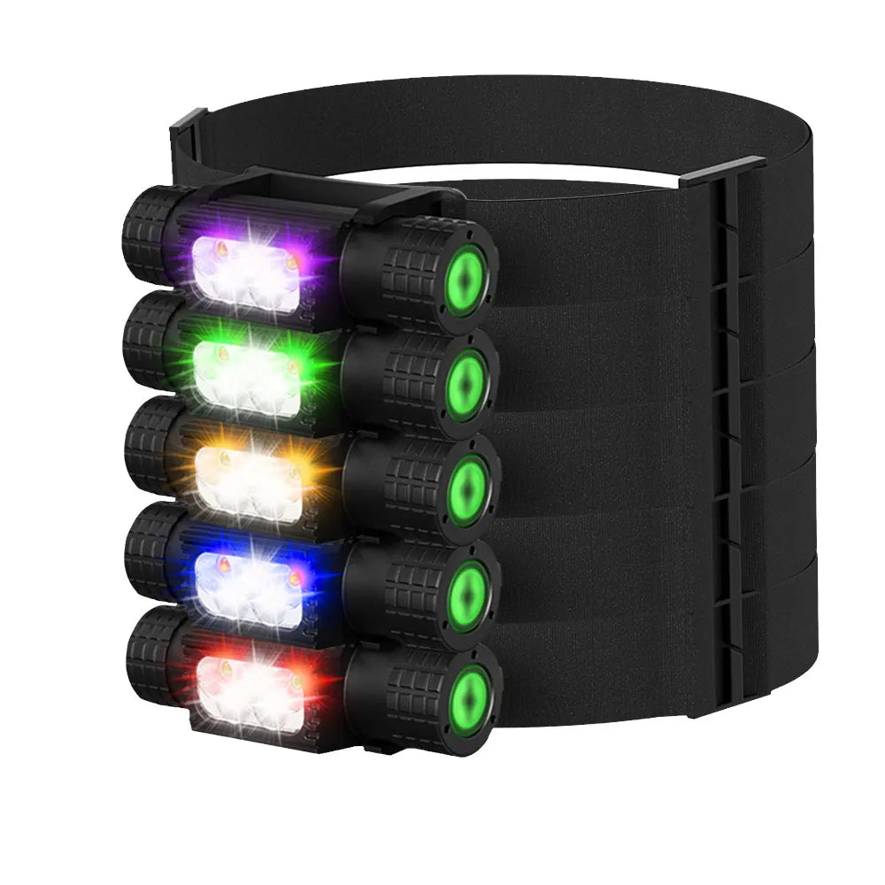 Type C USB  Mini Headlamp XPG G2 LED 18650 Headlight Red Green Purple UV Blue Yellow Flash Head Lamp Light Flash Light Torch-WAYBIKER