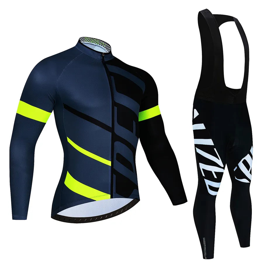 Cycling Team Men's Cycling Jersey Long Sleeve Set MTB Bike Clothing Tenue Velo Homme Bicycle Wear Trouser Cycle Uniform Kit