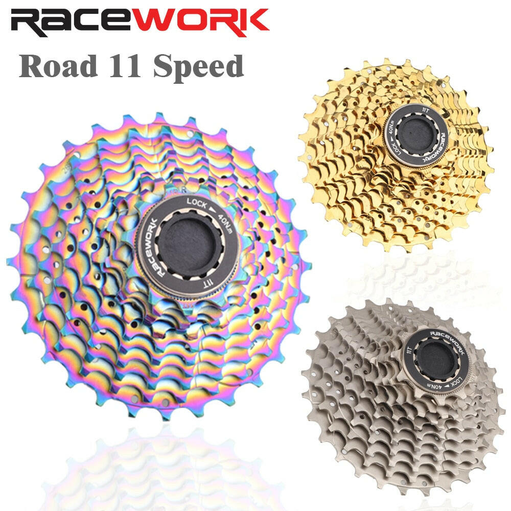 RACEWORK Road Bike 11 Speed Cassette 28/32/34T Bicycle 12S Freewheel Gold Silver Rainbow Flywheel For Shimano 105 R7000 R8000-WAYBIKER