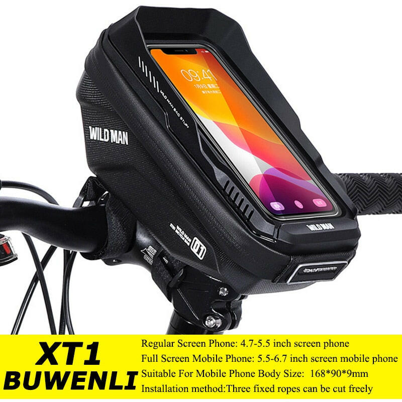 WILD MAN Rainproof Bike Bag Front Bicycle Handlebar Bag Touch Screen Cycling Phone Bag 6.7 Inch Phone Case Mtb Accessories-WAYBIKER