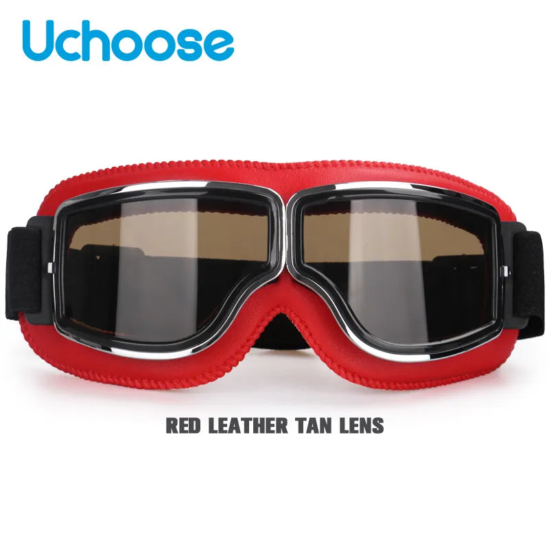 Windproof Bicycles Helmet Glasses Leather Safety Protective Anti-glare Motocross Cross-country Steampunk Glasses Easy To Carry-WAYBIKER