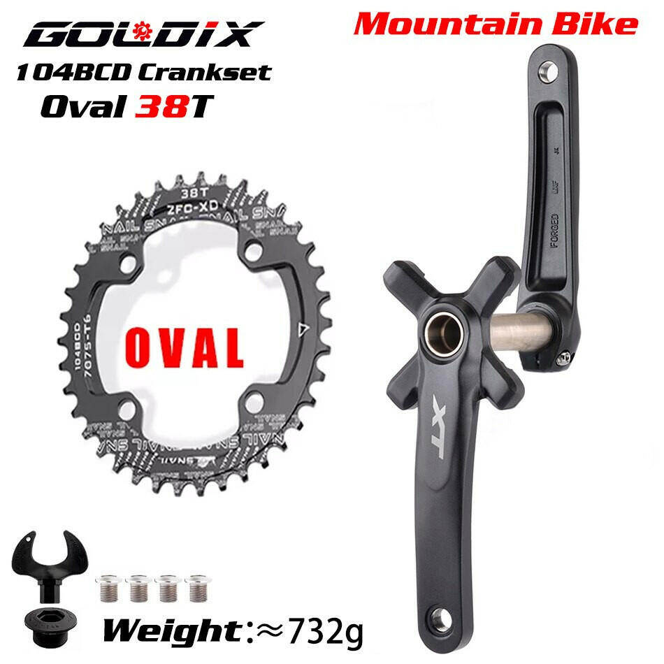 GOLDIX XT Bicycle Crankset 104BCD Chainring Wide Narrow 32-42T 170/175mm Forged Crank Compatible with SHIMANO/SRAM 11-12Speed-WAYBIKER
