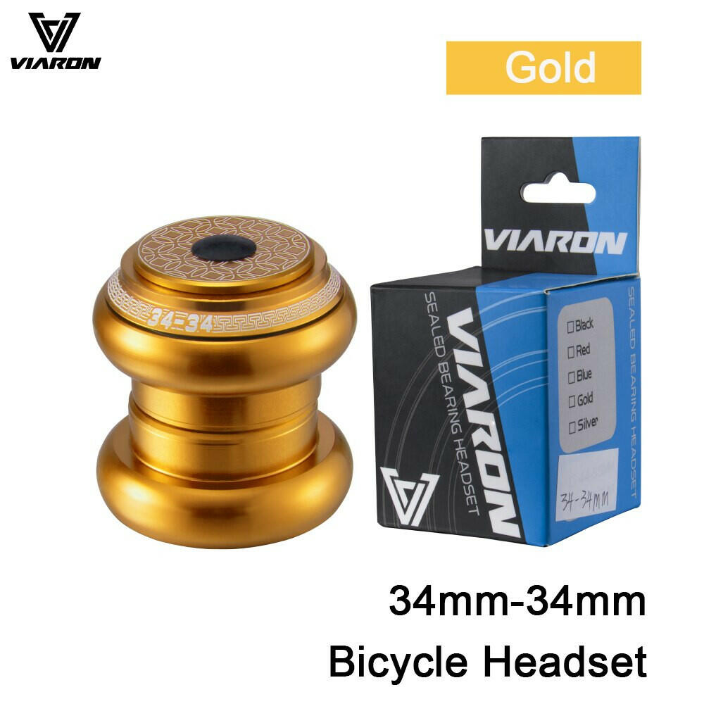 VIARON Bicycle Headset 34-34mm 44-44mm CNC 1 1/8"-1 1/2" MTB Bearing Straight Tapered Tube Fork  Steer Column Integrated System-WAYBIKER