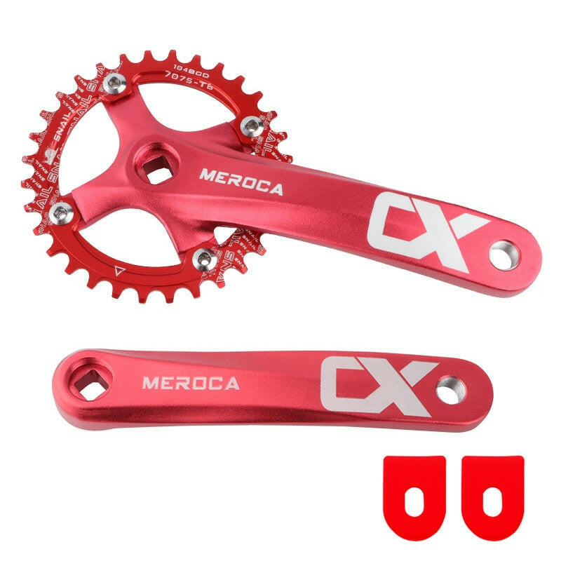 MEROCA CX Square Hole Bicycle Crankset 104BCD Aluminum Alloy Square Hole Mountain Bike Crankset 170mm 32T/34T/36T/38T/40T/42T-WAYBIKER