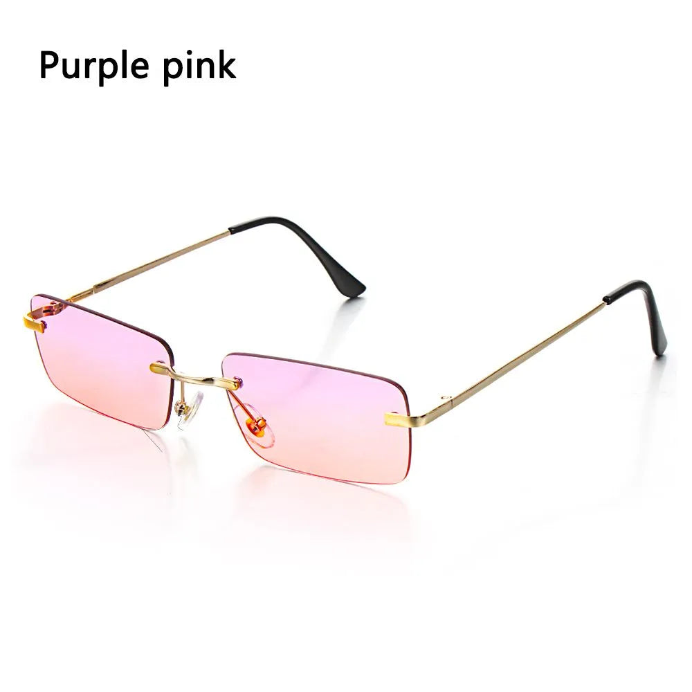 Fashion Luxury Design Rectangle Rimless SunGlasses Unisex Gradient Glasses Women Vintage Sunglasses UV400-WAYBIKER