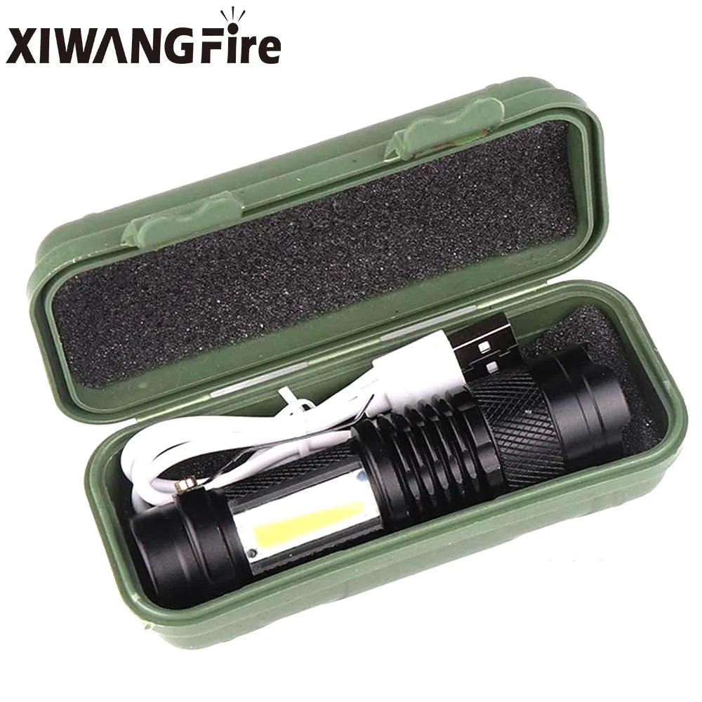 Built In Battery XP-G Q5 LED Zoom Focus Mini Led Flashlight Torch Lamp Torch Lantern Adjustable Penlight Waterproof Flashlamp-WAYBIKER