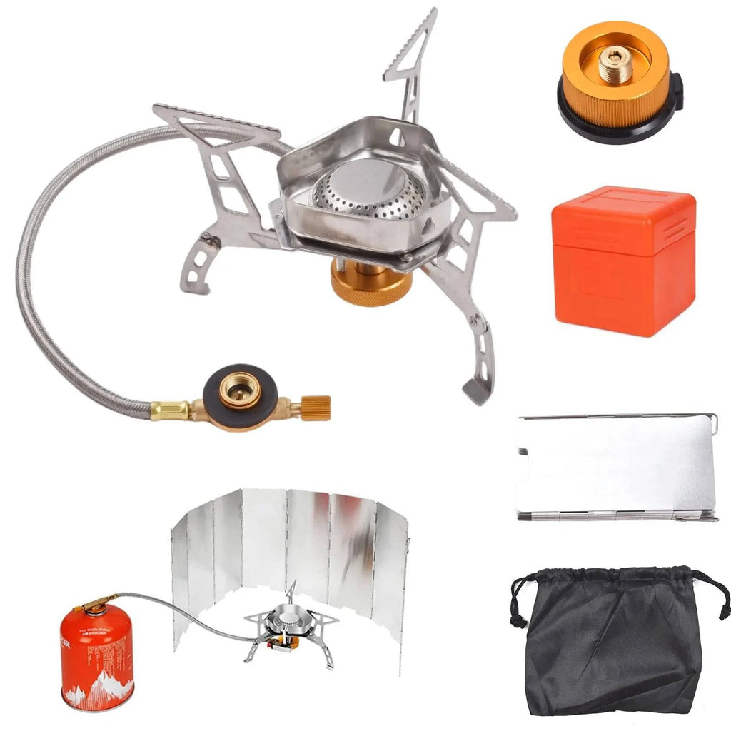 Camping Stove Portable Gas Stove  Outdoor Cooking Stove Camping Gas Stove Kit for Hiking Lightweight and Foldable-WAYBIKER