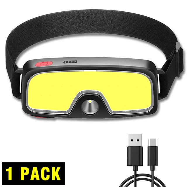 Portable LED COB Headlights Built-in 1200mah Battery USB Rechargeable Waterproof Headlamp Outdoor Camping Fishing Head Lamp-WAYBIKER