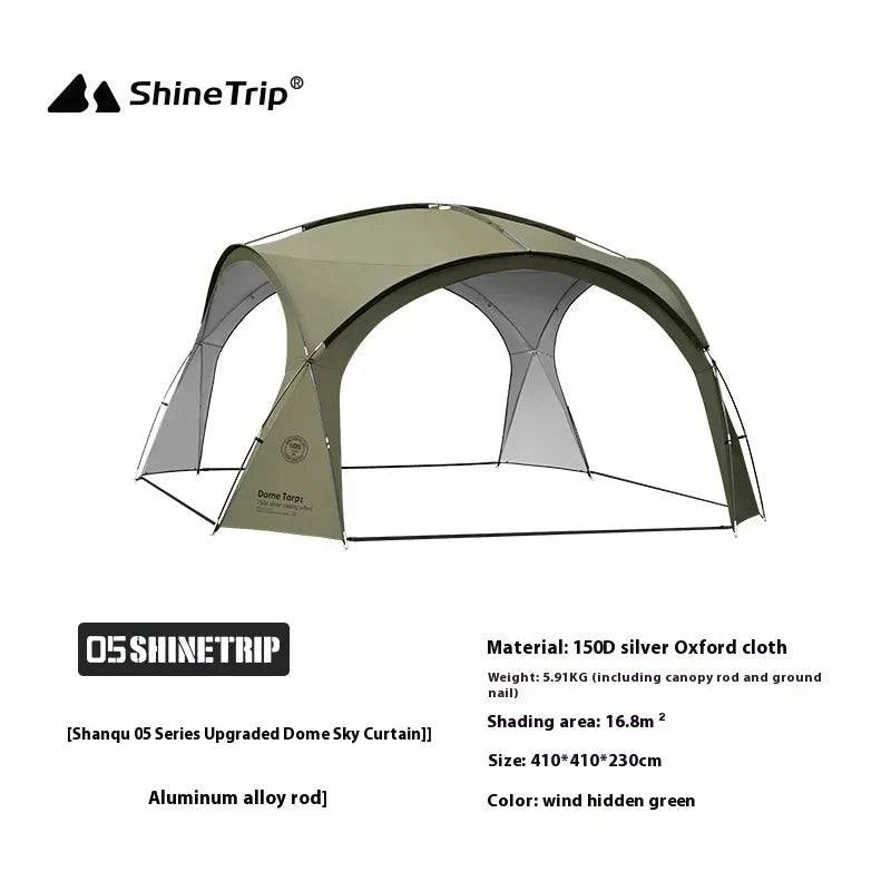 ShineTrip Outdoor Round Dome Canopy Tent Multiplayer Waterproof Sunproof Camping Oversized Enclosure Fabric Mesh Dome Set-WAYBIKER