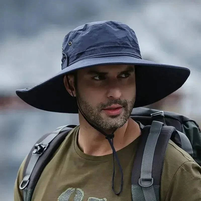 New Sun Protection Fishing Hat Summer Breathable Mesh Camping Hiking Caps Anti-UV Sun Hat Mountaineering Caps Men's Panama Hat-WAYBIKER